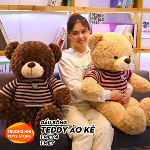 Gấu Teddy áo kẻ 1,4 mét / 1 mét - Gấu bông