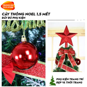 Cây thông NOEL 1,5 mét đủ phụ kiện đi kèm