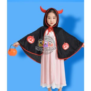 Áo choàng tiểu quỷ dễ thương, áo choàng có mũ chùm đầu Halloween