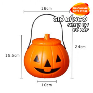 Giỏ bí ngô halloween size 18cm có nắp