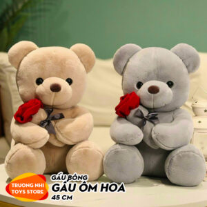 Gấu ôm hoa 45cm - Gấu bông