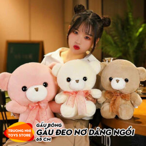 Gấu đeo nơ dáng ngồi 65cm - Gấu bông