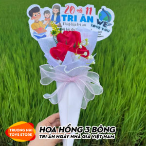 Hoa hồng 3 bông tri ân ngày nhà giáo Việt Nam