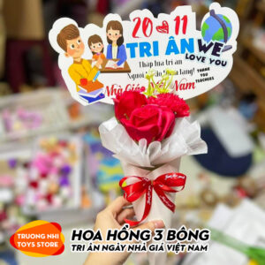 Hoa hồng 3 bông tri ân ngày nhà giáo Việt Nam