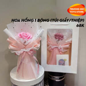 HOA-Hoa hồng 1 bông đựng túi giấy + thiệp