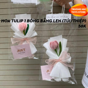 HOA-Hoa tulip 1 bông đựng túi trong suốt + thiệp