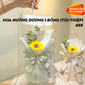 HOA-Hoa hướng dương 1 bông đựng túi trong suốt + thiệp